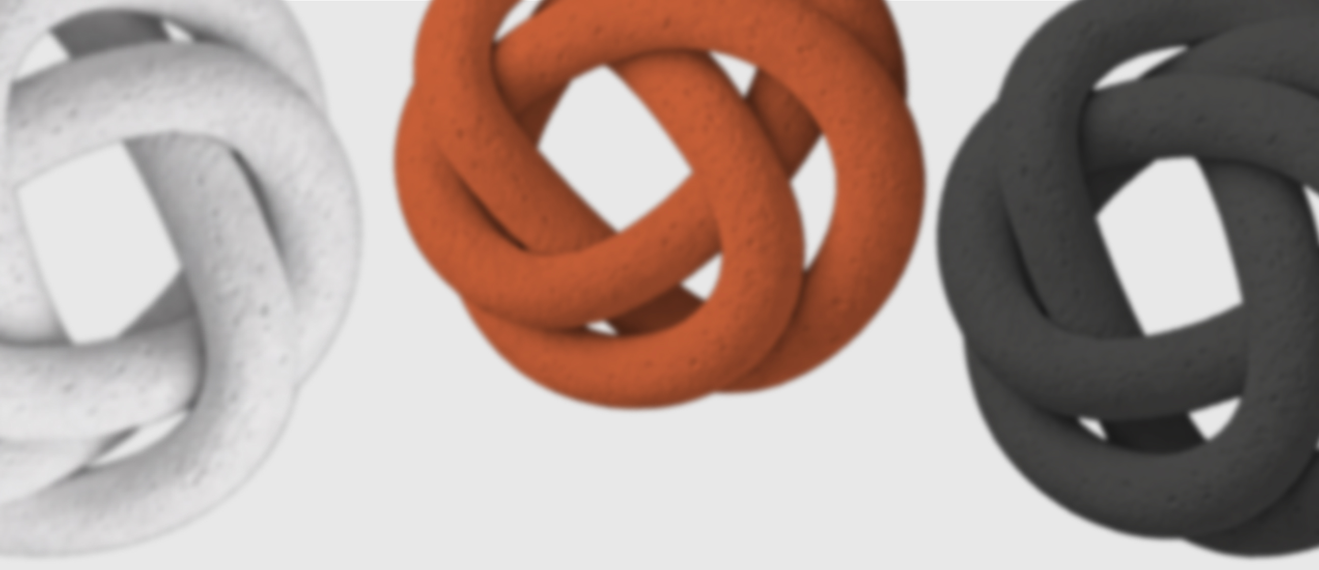 Illustration 3D abstraite avec formes nouées, identité visuelle NRN STUDIOS